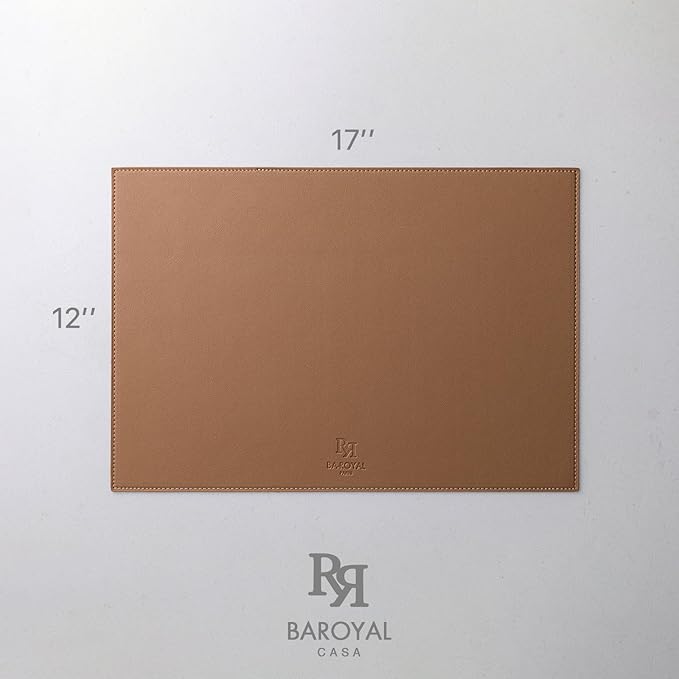 Faux Leather Placemats Set of 6 Vinyl Washable Wipeable Table Mats for Kitchen Dining Table Heat Resistant Waterproof Indoor/Outdoor Placemats Non-Slip Easy Clean Place Mats (British Khaki)
