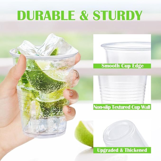 500 Pack 9 oz Plastic Cups, Disposable Drinking Cups, Water Cups Plastic Clear Cups for Party, Wedding, Graduation, Travel, Holiday, Events, Birthday,Cold,Hot