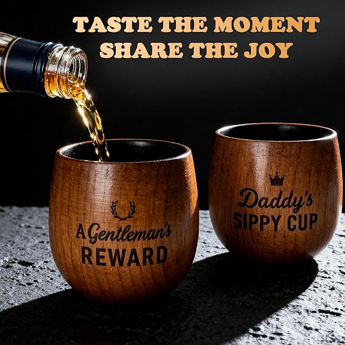 Charred Wooden Whiskey Glasses, Bourbon Drinking Glass, Whiskey Gifts for Men, Old Fashioned Whiskey Tumbler, Great Bourbon Gifts for Men, Dad, Husband, Brother, Whiskey Lovers, Wood Whiskey Cup