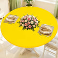 Round Spandex Tablecloth, Elastic Fitted Waterproof Tablecloths for 31"-35" Tables, Stretch Washable Picnic Table Cover for Camping, Dining, Indoor and Outdoor, Yellow