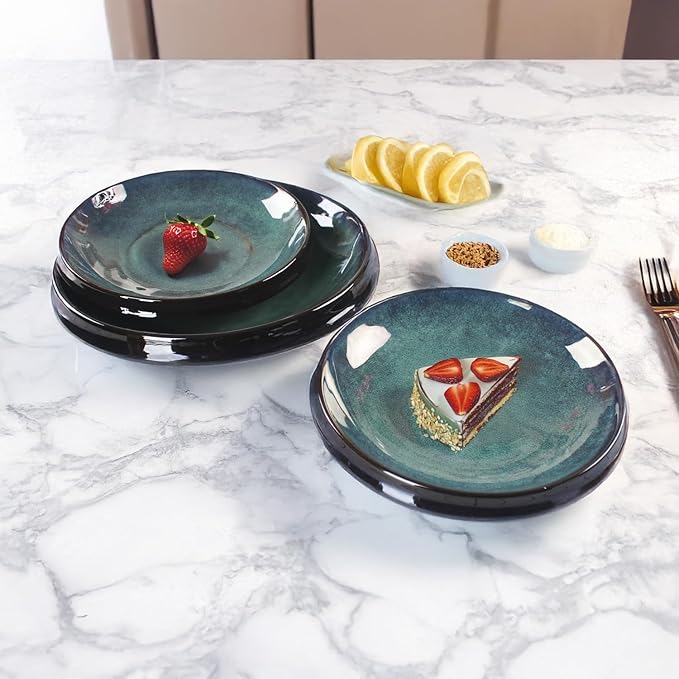 Ceramic Pasta Bowls, Set of 4, Reactive Glazed Pasta Bowls, Large, Wide Mouth, Suitable for Salads, Desserts, and Fruit, Microwave-, Dishwasher-, and Oven-Safe