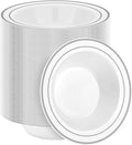 BESTSTAR 200 Pack Disposable Soup Bowls with Silver Rim, 12oz Premium Heavy Duty Plastic Dinner Bowls for Party, Wedding and Holiday