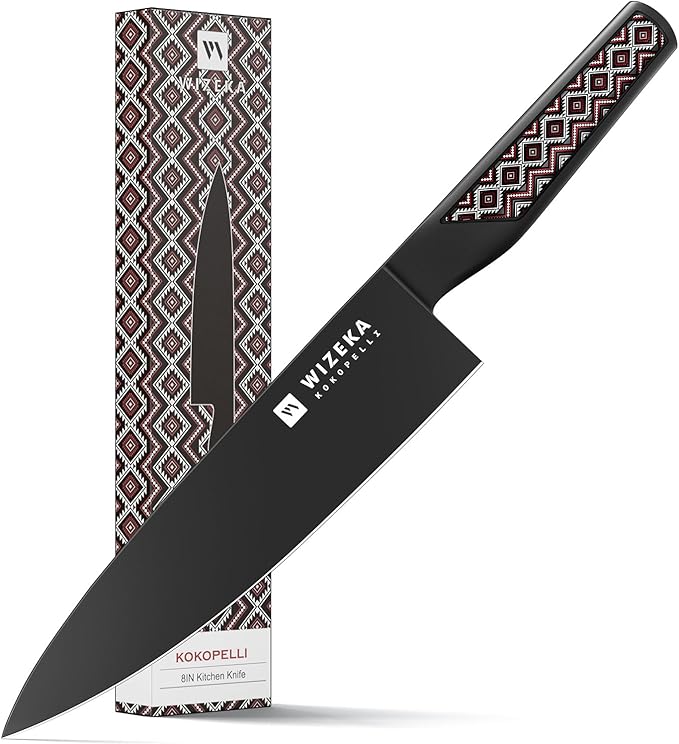 WIZEKA Chef Knife: 8 Inch: Extreme Sharp Kitchen Knife: Full Tang High Carbon Stainless Steel: Chef's knife with Ergonomic Handle with Unique Patterns,Kokopelli Series