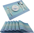 Plastic Placemats,Non Slip Washable Placemats for Dining Table Wipe Clean Table Mats Set of 6(Blue)