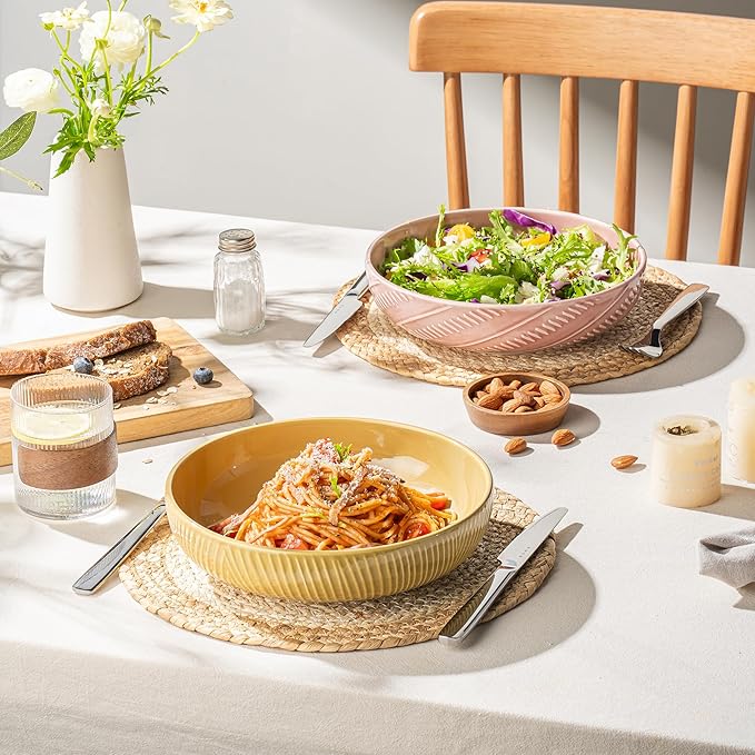 8.5Inch Pasta Bowls, 36OZ Serving Bowls, Salad Bowls Set of 4 Ceramic Sturdy & Stackable, Ideal for Housewarming, Festivals, Multicolor (36 OZ)
