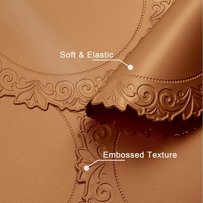Noctiflorous Round Faux Leather 15 Inch Placemats Set of 6 Waterproof Wipeable Heat Resistant Tablemat for Dining Table Kitchen Non Slip Washable Oilproof Table Place Mat(Umber Brown, 6)