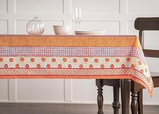 Maison d' Hermine Table Cloth Rectangle Table 100% Cotton 60 x 120 Inches Fall Tablecloth Reusable Everyday Use for Thanksgiving Christmas Decorations Dining Farmhouse Party (Harvest Festival)