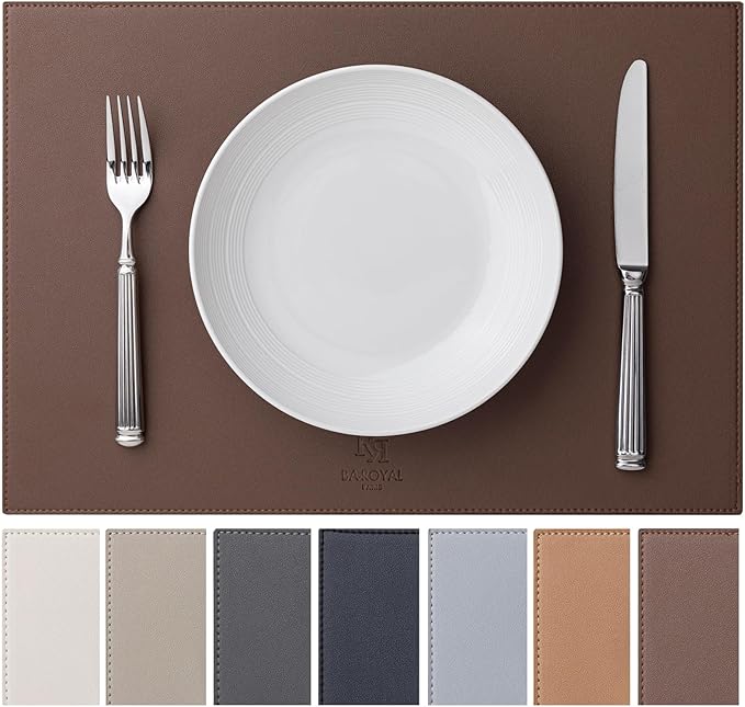 Faux Leather Placemats Set of 6 Vinyl Washable Wipeable Table Mats for Kitchen Dining Table Heat Resistant Waterproof Modern Indoor/Outdoor Placemats Non-Slip Easy Clean Place Mats (Chocolat)