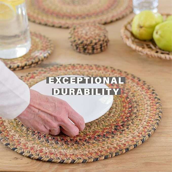 Homespice Kingston Dining Placemats, Warm Country Decor, Set of 6, Multicolor - 13x19 Rectangle Table Mats - Vibrant Colors, Durable, Easy to Clean and Protects Furniture