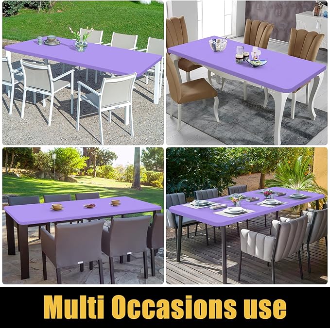 Smiry Rectangle Picnic Table Cloth, Waterproof Elastic Fitted Tablecloths for 6 Foot Tables, Washable Polyester Table Cover for Camping, Indoor and Outdoor (Lavender, 30"x72")
