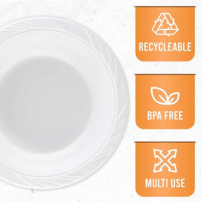 50 Count Disposable 18 ounce White Plastic Soup Bowls