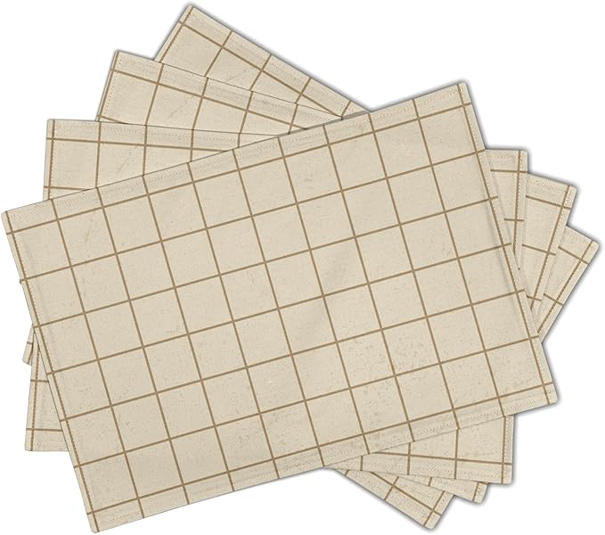 Buffalo Plaid Placemats - Beige Rustic Place Mats Set of 4 Farmhouse Country Table Mats Kitchen Mats 12x18 for Party Dining Table