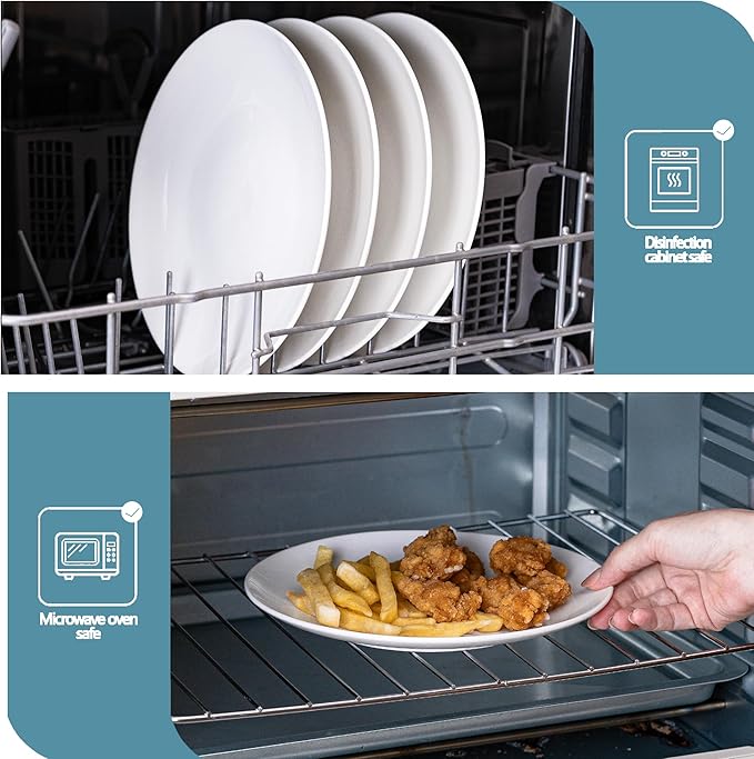 White Salad Plates Set of 6, 8.5 Inch Ceramic Plates – White Porcelain Appetizer & Dessert Plates for Kitchen, Salad, Snack & Everyday Use, Microwave & Dishwasher Safe