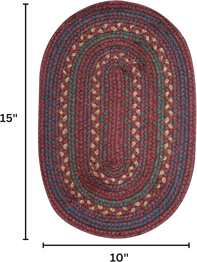 Homespice Jamestown Jute Braided Placemats Set of 4-10x15, Oval, Burgundy - Vibrant Colors, Durable, Easy to Clean and Protects Furniture
