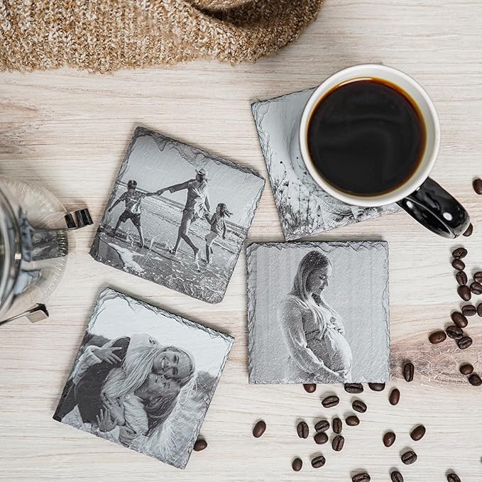 Blue Ridge Mountain Gifts - Custom Coasters Printed with Your Photos, Mothers's Day Present, Thoughtful Keepsake for New Mom, New Mom and Dad Gift of Newborn Photoshoot, Personalized Slate Coasters