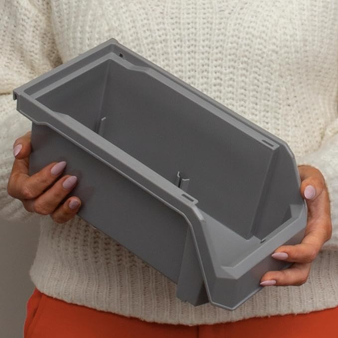 Plastic Containers for Organizing and Storage Bins for Closet, Kitchen, Office, Garage or Pantry Organization, Stackable Bins, Medium (11" x 5" x 5.5"), 8-Pack, Clear