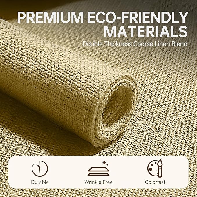 Blue Forest Placemats Set of 6, Dual-Layered Thickened Faux Linen Table Mats Heat Resistant Machine Washable Wrinkle Free Place Mats for Kitchen Dining Outdoor/Indoor (Beige)