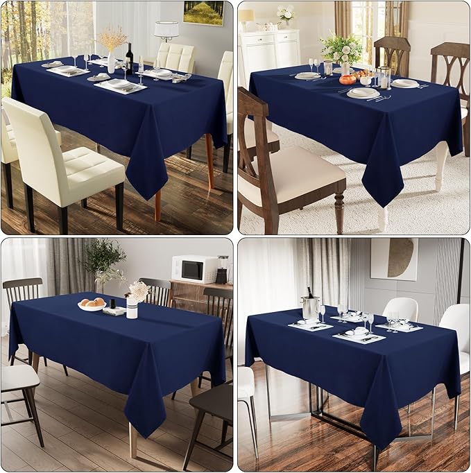 Smiry Rectangle Table Cloth, Waterproof Anti-Scratch Polyester Tablecloth, Decorative Washable Fabric Table Cover for Dining, Buffet, Parties and Outdoor, 54x78, Navy