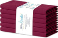 Blue Needles Solid Cloth Napkins Set of 6 Burgundy 100% Cotton Dinner Napkins 18x18 inches - Soft, Reusable, Absorbent & Washable Linen, Ideal for Christmas Events, Parties & Everyday Use