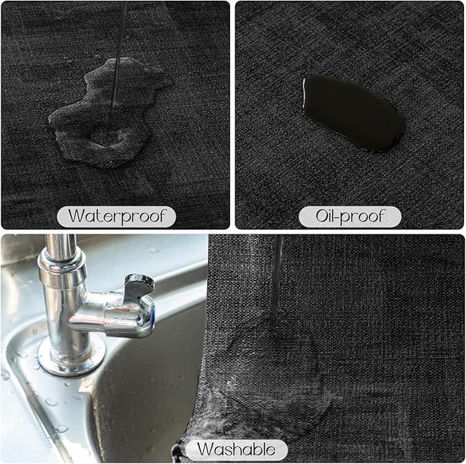 Romanstile Vinyl Placemats Set of 6-12 x 17 Inch - Heat Resistant Place Mats 100% Waterproof Oilproof Wipeable Reversible Faux Leather Table Mats for Kitchen/Dining/Party/Holiday, Black
