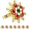 ZeeDix Christmas Colorful Snowflake Napkin Rings Set of 8, Napkins Ring for Dinning Table - Rustic Dinner Tables Decoration for Wedding Receptions Christmas Thanksgiving Holiday Party Dinner Parties