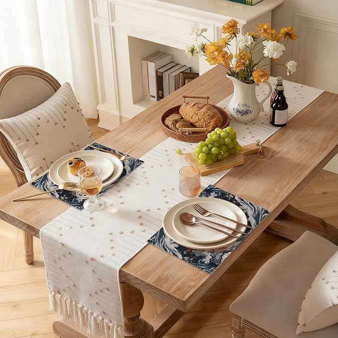 Placemats, Janpanese Koi Fish Placemats 12x18 Inch Waterproof Non-Slip Washable Table Mats for Kitchen Dining Party Table Decor,Set of 6