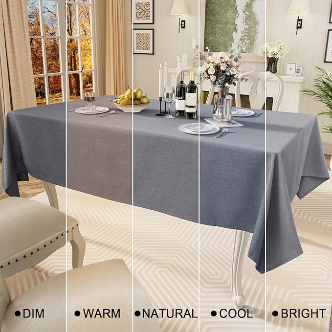 Smiry Square Table Cloth Linen Textured, Waterproof Spillproof Anti-Wrinkle Burlap Tablecloth, Washable Decorative Fabric Table Cover for Dining, Party, Banquet, 60 x 60 Inch, Grey
