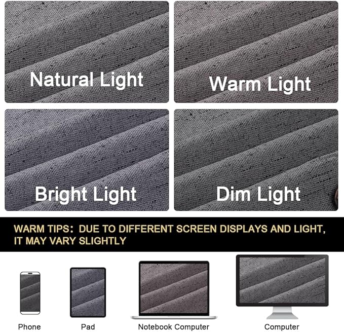 PrinceDeco Blackout Curtains Linen Textured 100% Thermal Insulated Sun Blocking Drapes for Bedroom Nursery Grommet Room Darkening Linen Curtains with White Liner, 2 Panels Set,52" W x 54" L,Grey