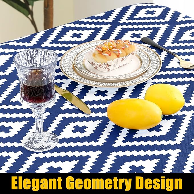 Smiry Rectangle Table Cloth Cover, Waterproof Elastic Fitted Picnic Tablecloth for 4 Foot Tables, Wipeable Flannel Backed Vinyl Tablecloths for Camping, Dining, Outdoor (Navy, 30" x 48")
