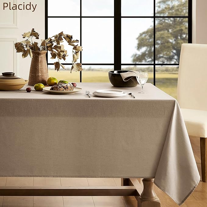 4 Foot Khaki Linen Tablecloth Light Tan Brown Neutral Table Decor Washable Heavy Weight Water Repellent Burlap Tablecloths Linen Tablecloths for Rectangle Tables 4ft 60x70 Inch 4-6 Seater