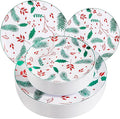 NOCCUR 60PCS Christmas Disposable Plates - Green & Red Plastic Dinner Plates, 30 Dinner & 30 Salad Plates - Pine Needle & Berry Design, Heavy Duty for Christmas Parties