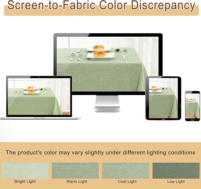JIUZHEN Square Table Cloth Faux Linen Farmhouse Tablecloth Wrinkle and Stain Resistant Decorative Fabric Table Cover for Kitchen, Dining Room, Parties and Camping, Sage Green, 54 x 54 Inch