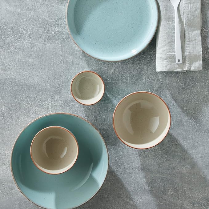 Denby - Heritage Pavilion Small Bowls Set of 4-10.5oz Capacity - Dishwasher, Microwave Safe - Two Tone Grey Glaze - Ceramic Stoneware - Tableware for Cereal, Pasta, Soups or Rice
