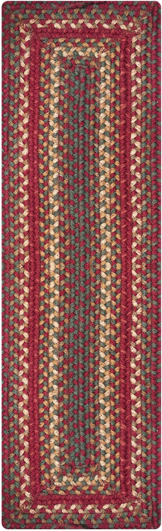 Homespice Cider Barn Jute Braided Stair Treads for Wooden Steps, Country Primitive Decor, Set of 13, Red 8x28 Rectangle Rugs for Stairs - Easy to Clean, Tightly Stitched and Durable