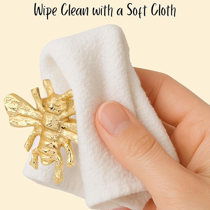 ALPHA Living HOME 12 Pcs Bee Napkin Rings - Decorative Metal Napkin Rings Table Decor Dining Table Cloth Napkin Holder for Christmas Wedding Holidays Dinners Party Supplies Everyday Use (Gold)