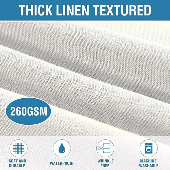 H.VERSAILTEX Linen Textured Table Cloths 54 x 108 Inch Premium Solid Tablecloth Spill-Proof Waterproof Table Cover for Dining Buffet Feature Extra Soft and Thick Fabric Wrinkle Free, Ivory