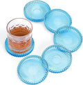 Modern Glass Coasters, GOH DODD Set of 6 Crystal Coasters Tabletop Protection for Drinks, Home Decor, Kitchen, Living Room, Patio, Wedding, Party, Housewarming Gifts, Clear Blue
