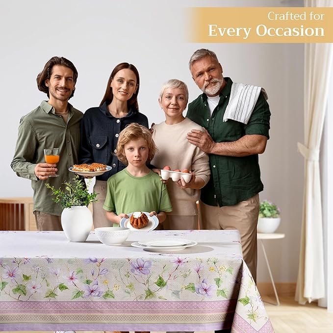 Maison d' Hermine Table Cloth Rectangle Table 100% Cotton 54 x 72 Inches Tablecloth Reusable Decorative for Dining Room Farmhouse Home Valentines Day Decorations Spring Summer - Magnolia Mornings