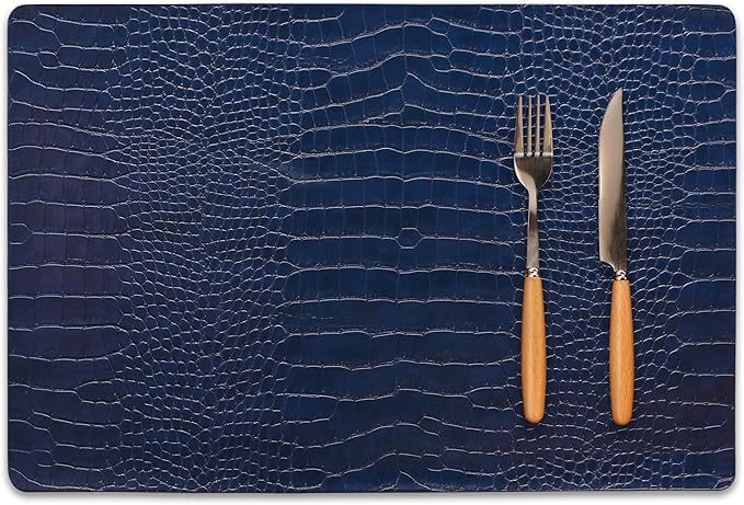 Set of 4 Faux Leather Placemats, PU Table Mats, Waterproof, Stain Resistant, Heat Resistant, Easy to Clean for Kitchen Dining Table,Conference Table