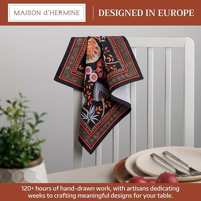 Maison d' Hermine Cloth Napkins Set of 4 100% Cotton Everyday Reusable Square Napkins Cloth Washable Dinner Wedding Restaurant Valentines Day Decorations Spring/Summer (Jacobean Florals, 18" x 18")