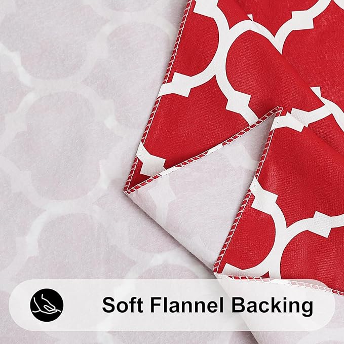 Smiry Rectangle Table Cloth, Waterproof Vinyl Tablecloth with Flannel Backing for Rectangle Tables, Wipeable Spillproof Plastic Tablecloths for Dining, Camping, Indoor and Outdoor (60"x84", Red)