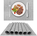 DACHUI Placemats Set of 4, Linen Look Woven Place Mats, Water Resistant, Heat Resistant, Washable, Durable Table Mats (Smoky Grey)