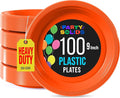 Orange Plastic Plates For Party 9" Orange Disposable Plates Heavy Duty 100 Pcs Plastic Dinnerware Sets Heavy Duty 350 GSM Disposable Dinnerware Set