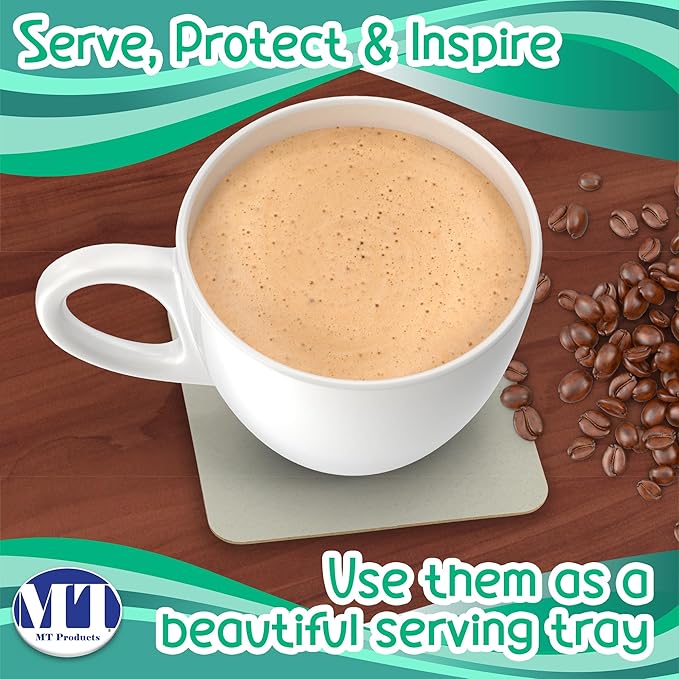 MT Products 4” Blank Off-White Heavyweight Cardboard Square Coasters for Your Beverages 2 MM Thickness (Case of 1000) - Made in The USA