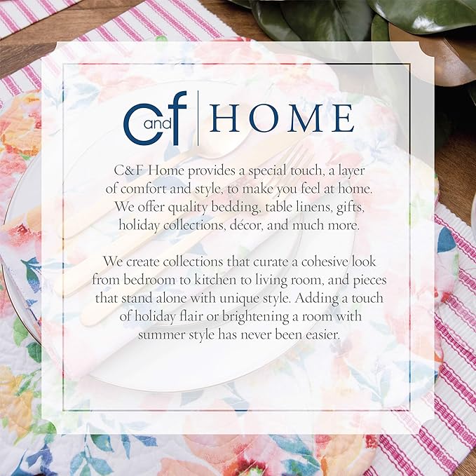 C&F Home Althea Round Placemat, Set Of 4, 17'' X 17'' Spring Butterfly Plants Fern Green White Damask Cotton Quilted Placemat Tabletop Round Placemat Set of 4 Green