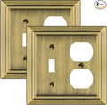 Metal Wall Plate for Electrical Outlets, Decorative Antique Brass Switch Plates Outlet Cover, Light Switch Cover Plate, 2-Gang Wall Plates (Toggle/Duplex, 2 Pack)