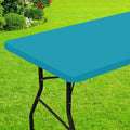 Smiry Rectangle Picnic Table Cloth, Waterproof Elastic Fitted Tablecloths for 6 Foot Tables, Washable Polyester Table Cover for Camping, Indoor and Outdoor (Teal, 36"x72")