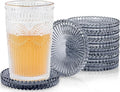 Vintage Glass Coasters, GOH DODD Set of 8 Crystal Coasters Tabletop Protection for Drinks, Home Decor, Kitchen, Living Room, Patio, Wedding, Party, Housewarming Gifts, Clear Black