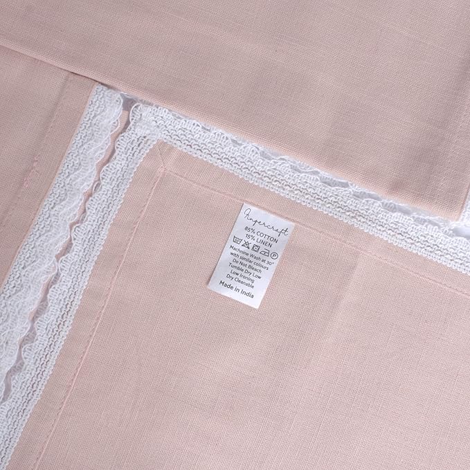 Fingercraft Dinner Cloth Napkin Cotton Linen Set of 12 Mitered Corners with Natural Elegant Lace for Everyday Use Napkins are Pre Shrunk and Good Absorbency with Lace 20x20 in Dusty Pink