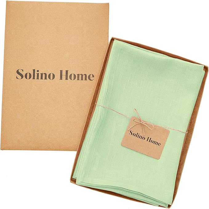 Solino Home Linen Napkins Set of 4-100% Pure Linen Pastel Green Dinner Napkins Cloth 20 x 20 Inch for Spring, Easter, St Patricks Day - Fete, Handcrafted and Machine Washable